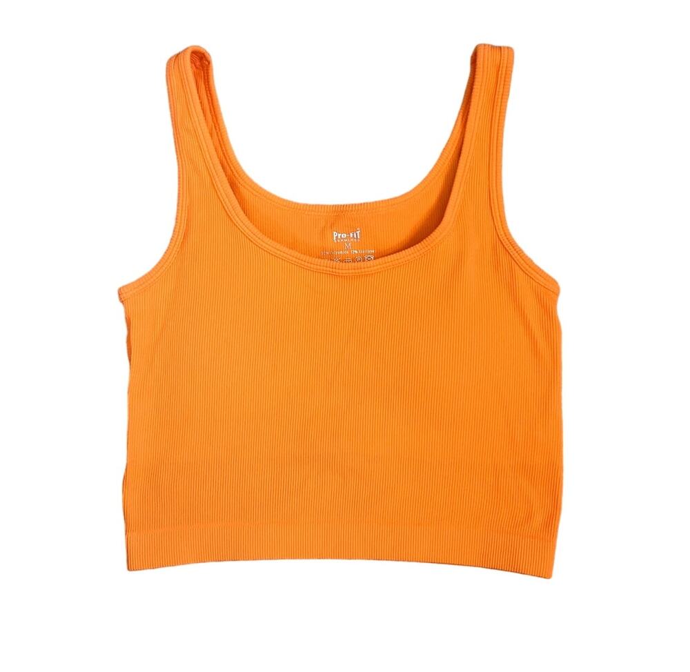 New Pro Fit Orange Seamless Ribbed Tank Top Medium